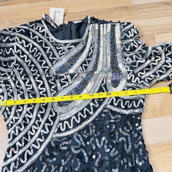 RARE Laurence Kazar Sz PM Dress Vintage Silk Beaded Sequins Dinasty Glam Handmad - Picture 14 of 16